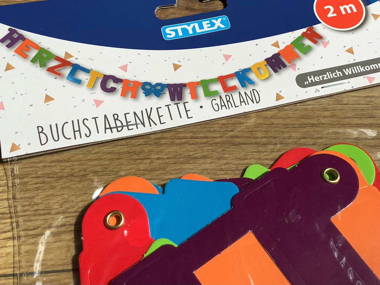 Papier-Girlande Herzlich Willkommen bunt 2m