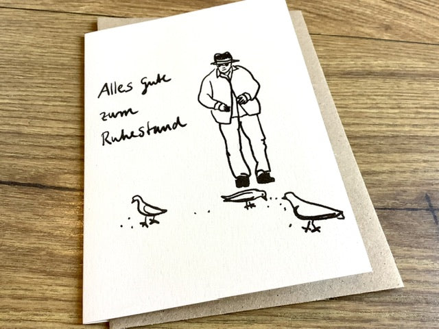 Briefkarte Alles Gute zum Ruhestand Tauben - Polly Paper - Umweltfreundliche Schreibwaren