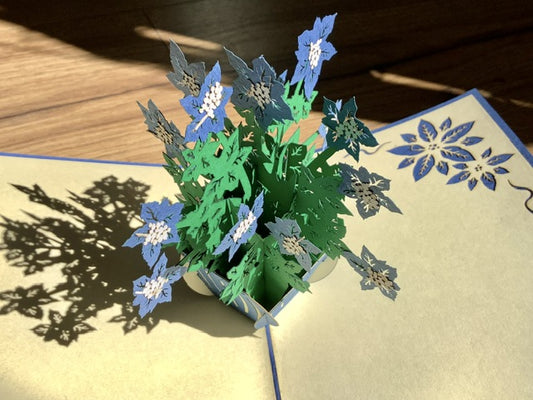 3D-Karte Blaue Blumen - Polly Paper - Umweltfreundliche Schreibwaren