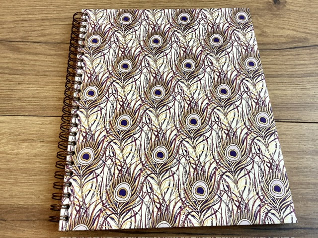 Spiral-Notizbuch 18x22 Pfauenfedern blanko RC - Polly Paper - Umweltfreundliche Schreibwaren