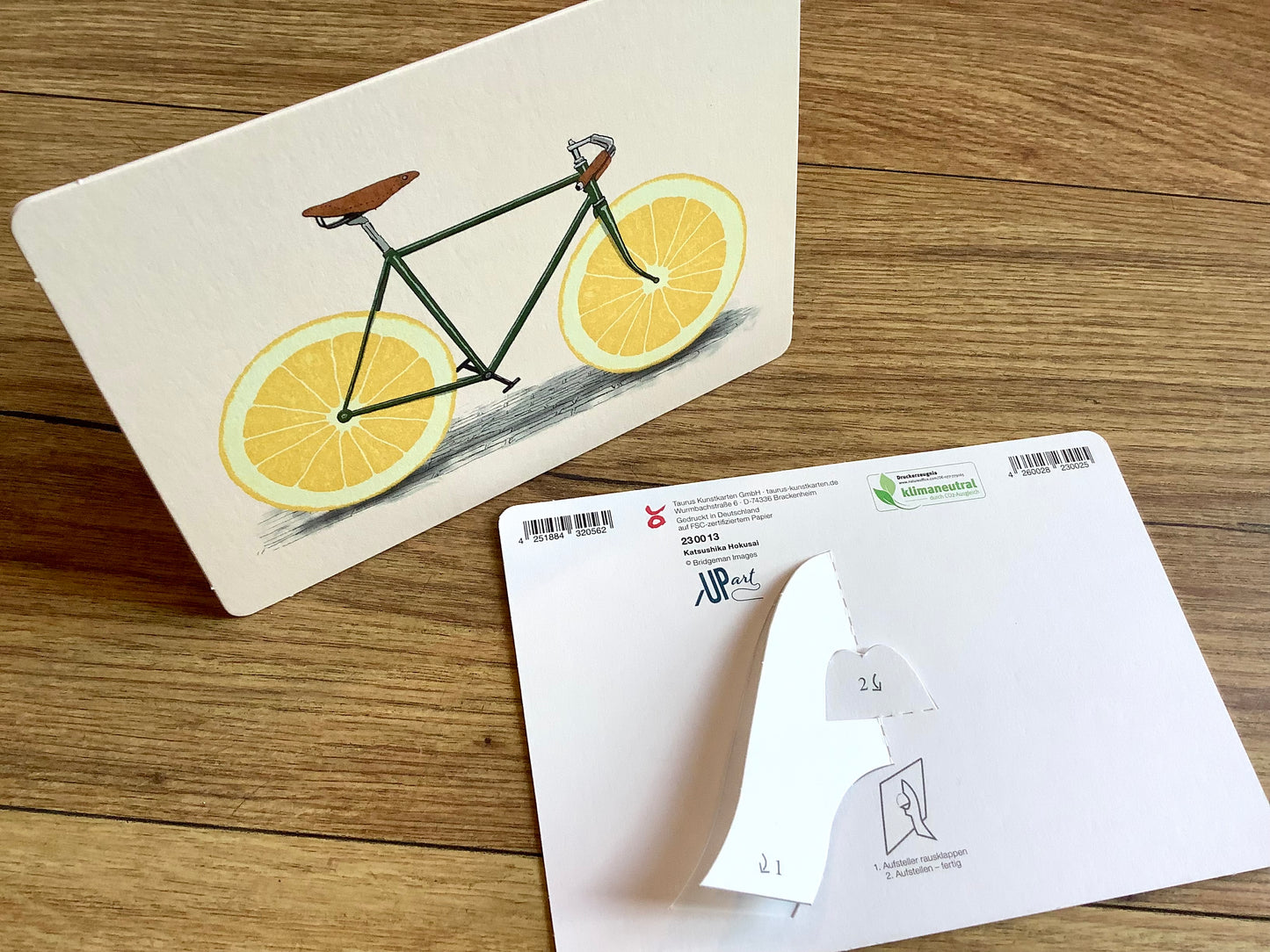Aufstell-Karte "Zest" (Zitronen-Fahrrad)