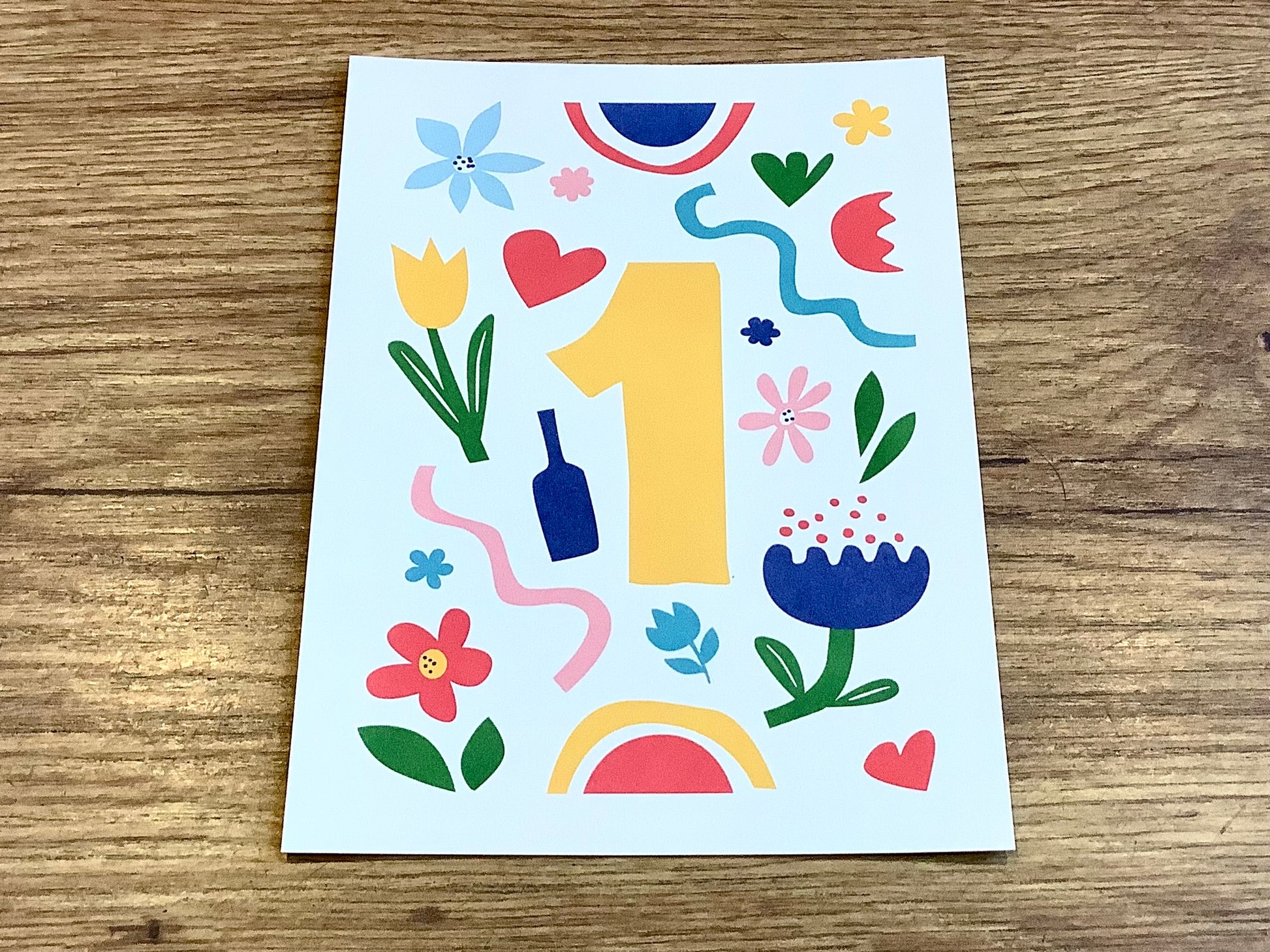 Postkarte Zahlen 0-9 Bow & Hummingbird - Polly Paper - Umweltfreundliche Schreibwaren