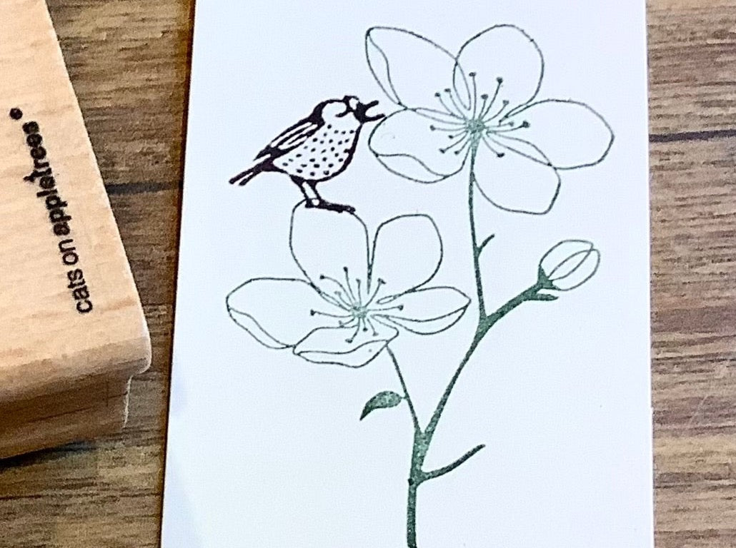 Mini-Stempel Drossel Thialda (Cats on appletrees) - Polly Paper - Umweltfreundliche Schreibwaren