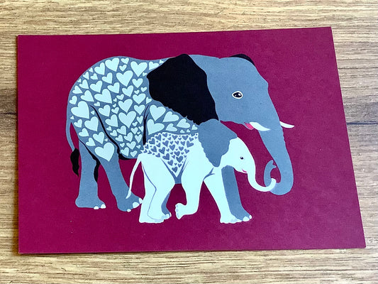 Postkarte Elefanten (Martha von Maydell) - Polly Paper - Umweltfreundliche Schreibwaren
