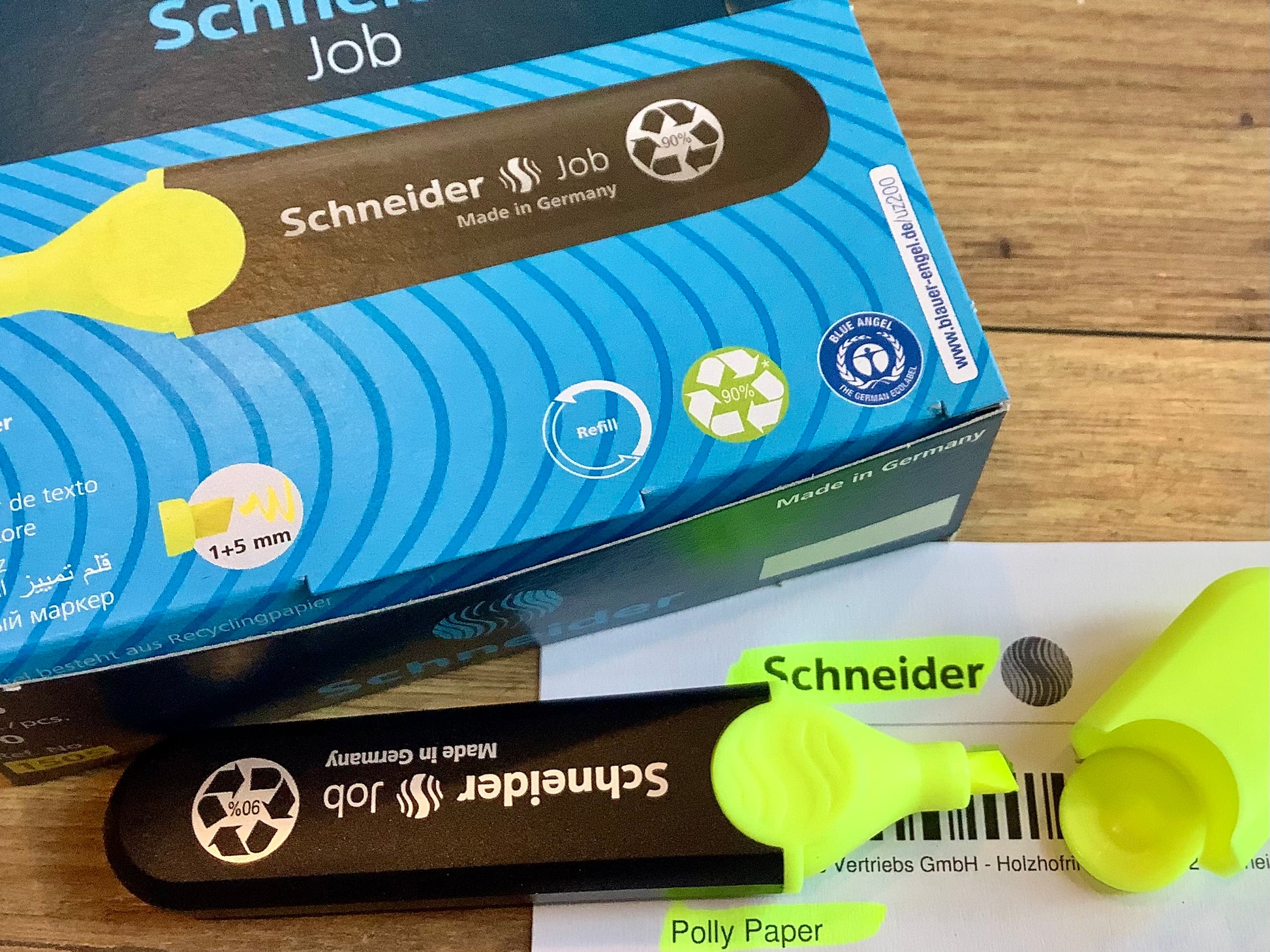 Textmarker "Job" 90% recycelt refillable° - Polly Paper - Umweltfreundliche Schreibwaren