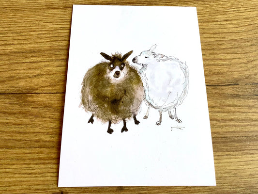 Postkarte Schafe (JustinTime) - Polly Paper - Umweltfreundliche Schreibwaren