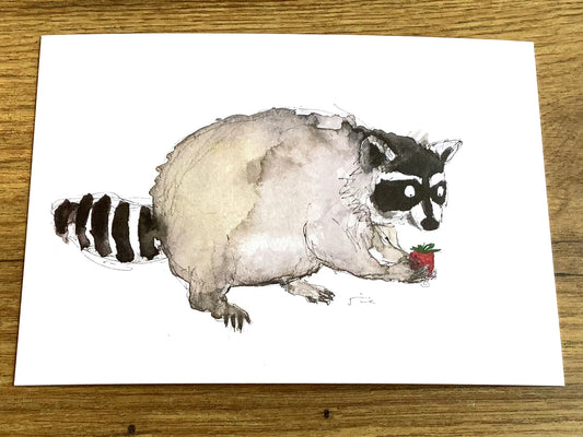 Postkarte Waschbär (JustinTime) - Polly Paper - Umweltfreundliche Schreibwaren