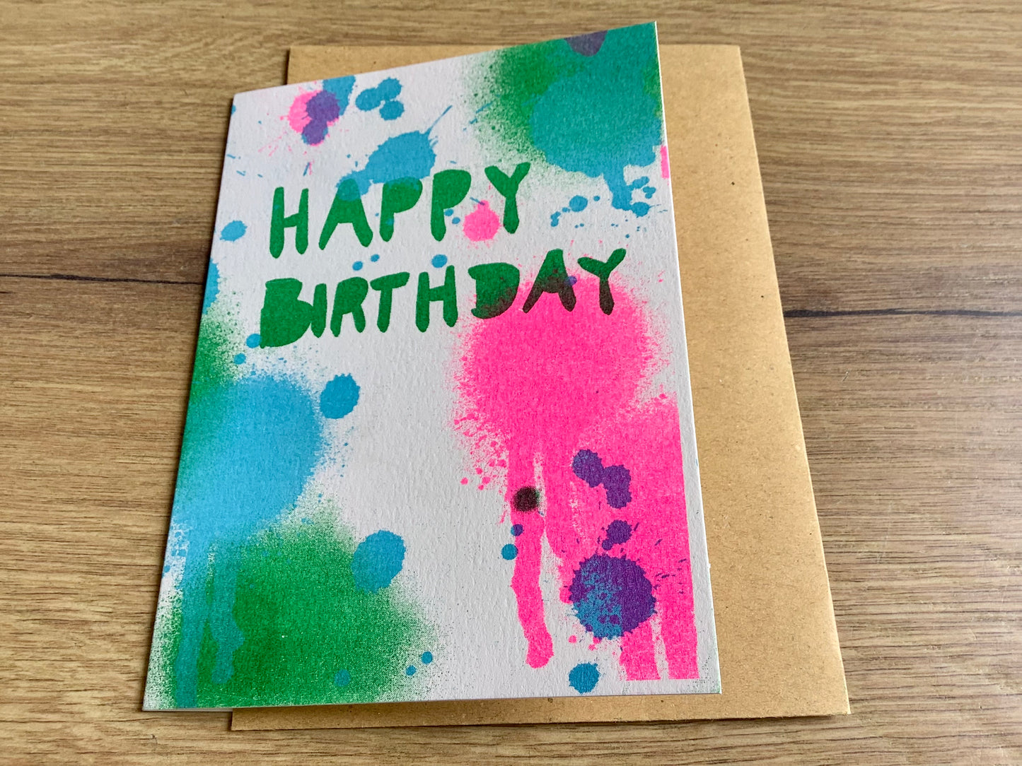 Briefkarte Happy Birthday Kleckse - Polly Paper - Umweltfreundliche Schreibwaren