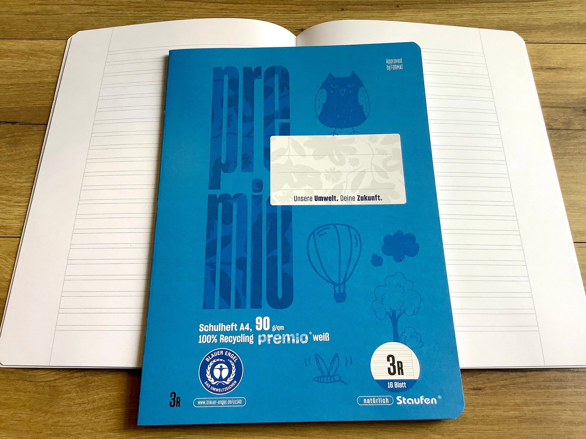 Schulheft A4 Lin.3R premio 90g Recycling - Polly Paper - Umweltfreundliche Schreibwaren