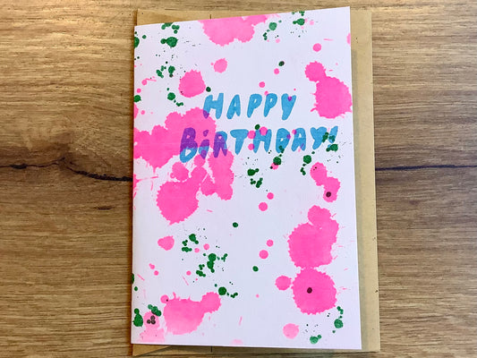 Briefkarte Happy Birthday Kleckse - Polly Paper - Umweltfreundliche Schreibwaren