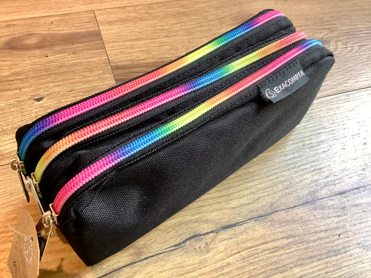 Stiftetasche Recycling schwarz mit Regenbogen-Reißverschluss - Polly Paper - Umweltfreundliche Schreibwaren