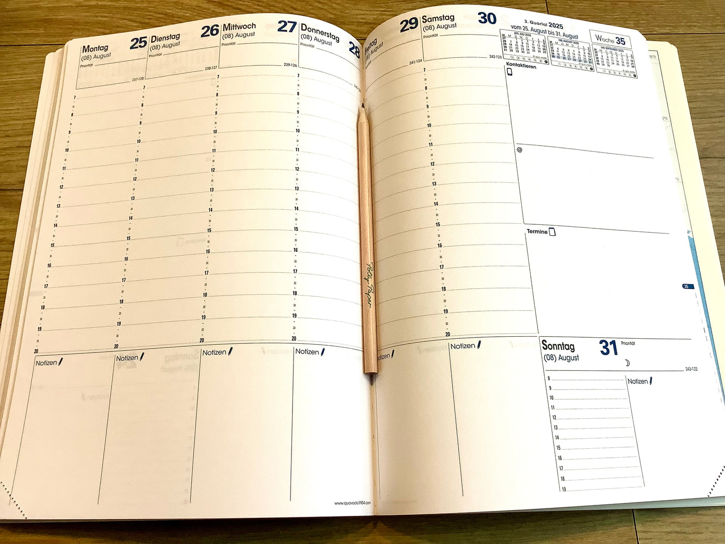 Wochenkalender Prenote Einlage A4 2025 (!) Quo Vadis