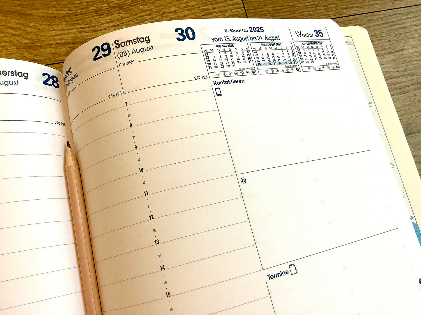 Wochenkalender Prenote Einlage A4 2025 (!) Quo Vadis