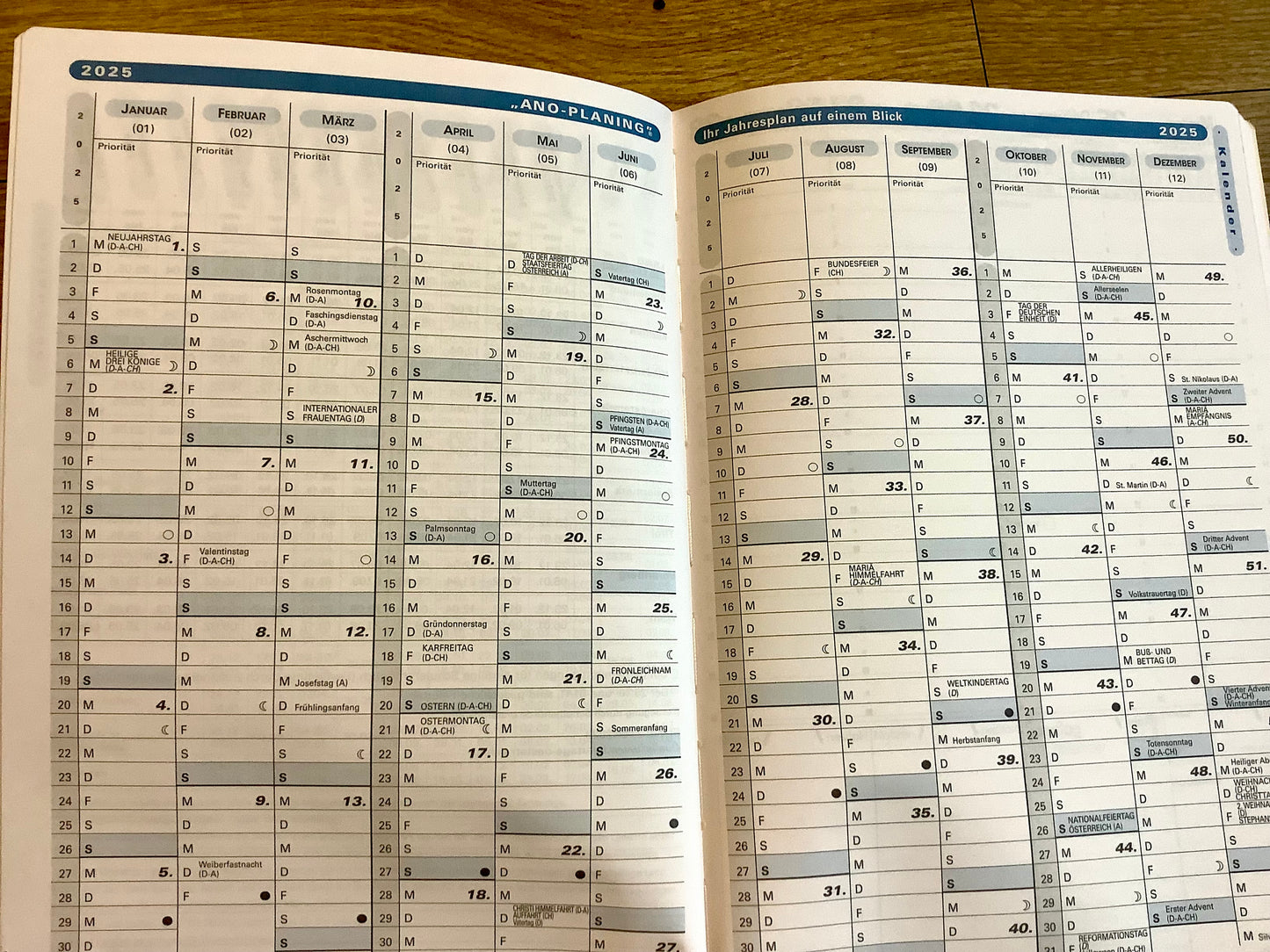 Wochenkalender Prenote Einlage A4 2025 (!) Quo Vadis