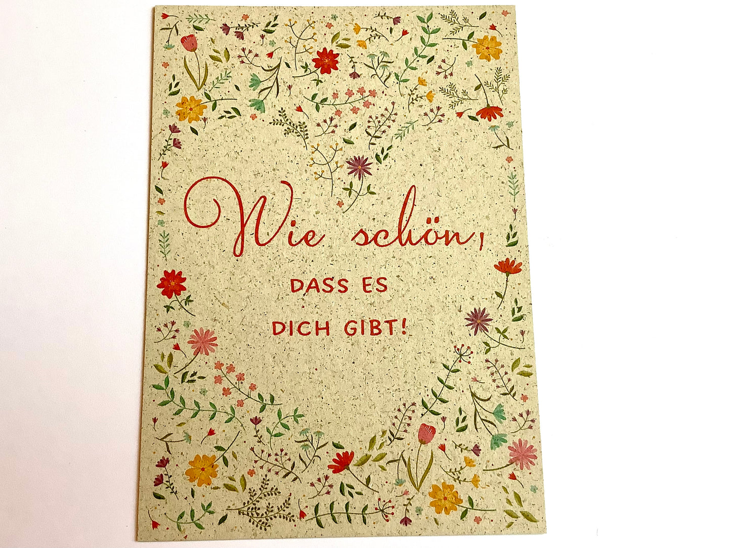 Postkarte Graspapier "Wie schön, dass es dich gibt!" - Polly Paper - Umweltfreundliche Schreibwaren