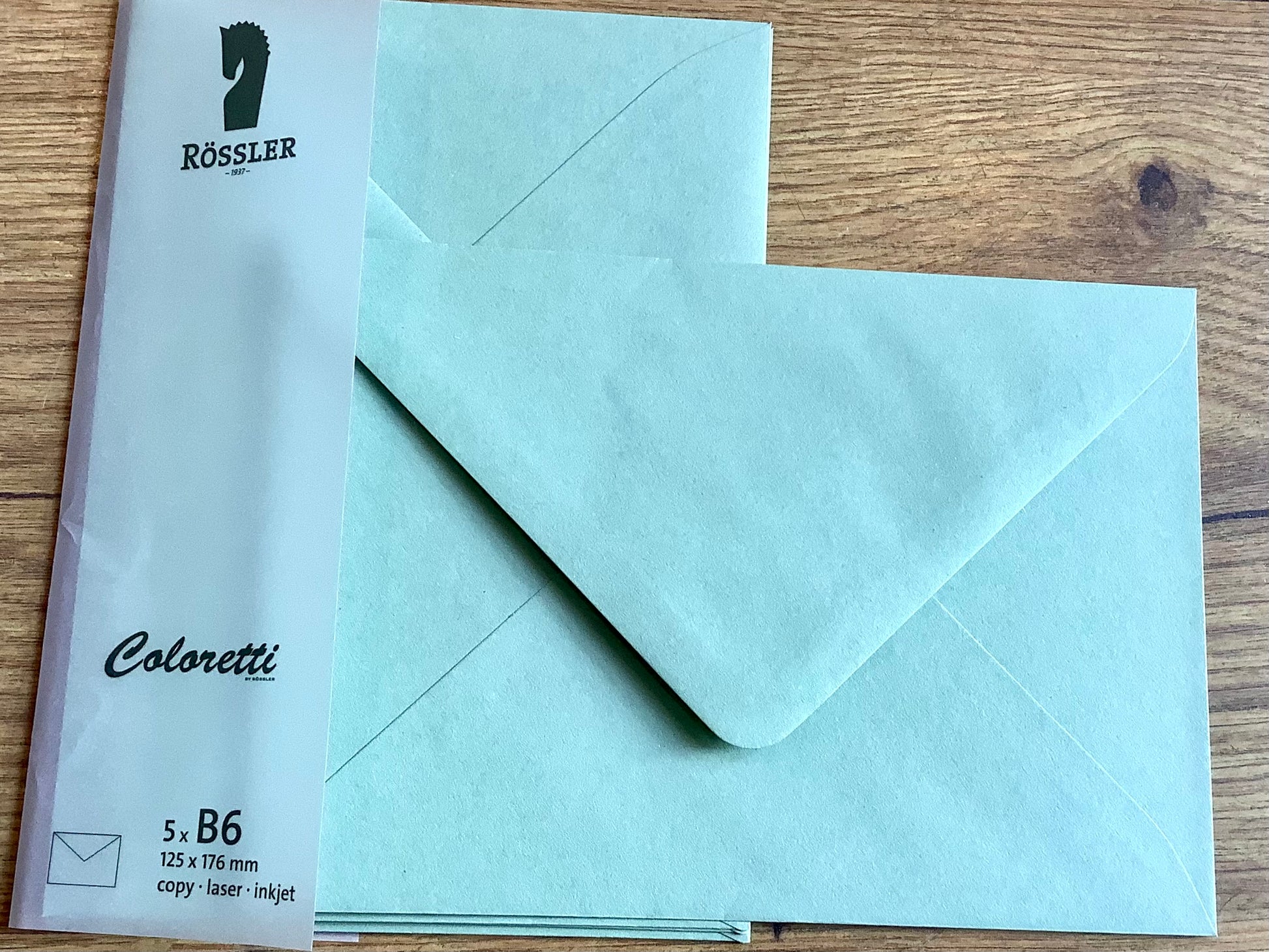 B6 Briefhüllen 5erPack Eucalyptus Rössler - Polly Paper - Umweltfreundliche Schreibwaren