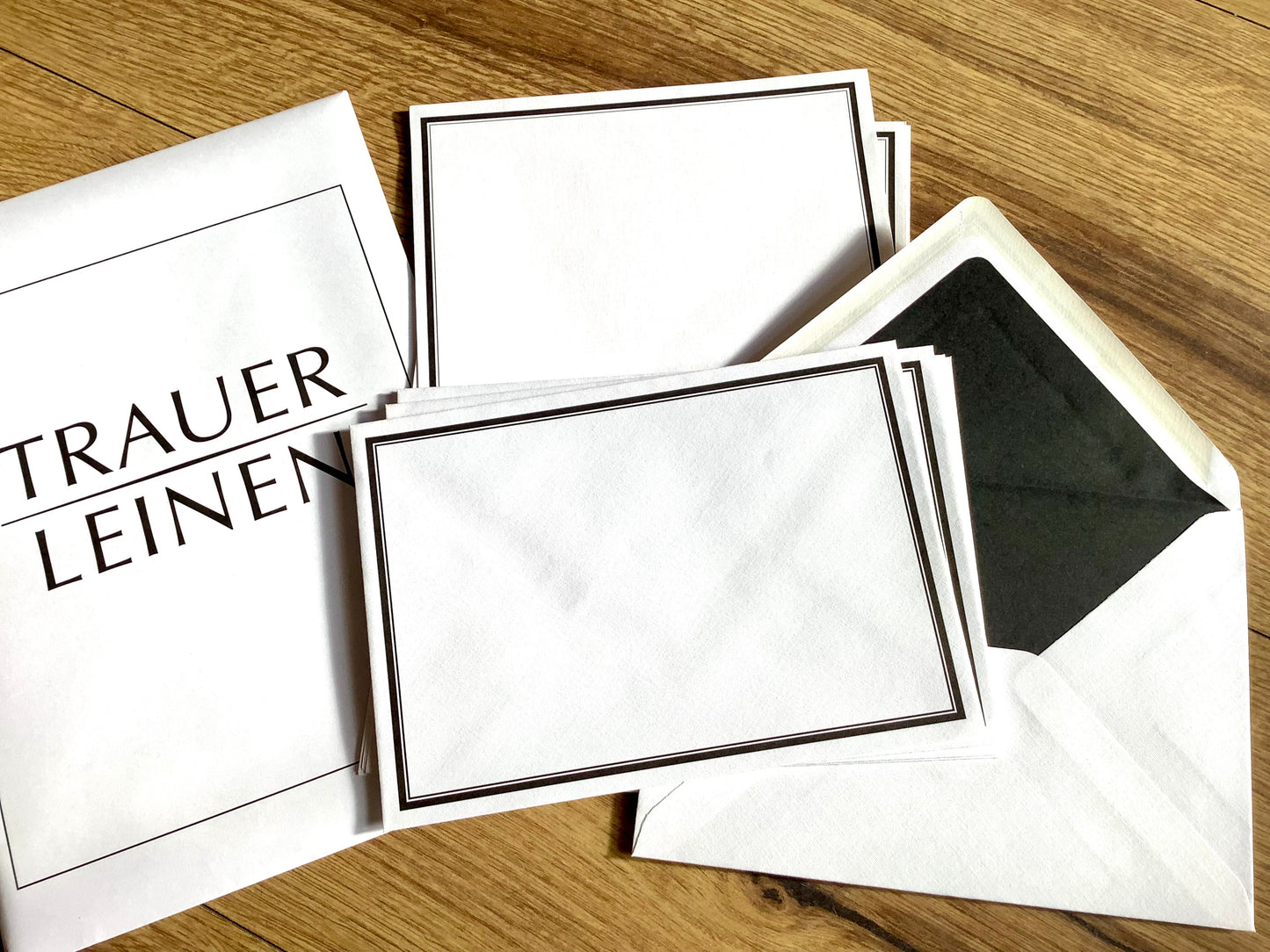 Trauerpost Set 5x A5-Karten / 5x C6-Kuverts ("Leinen")