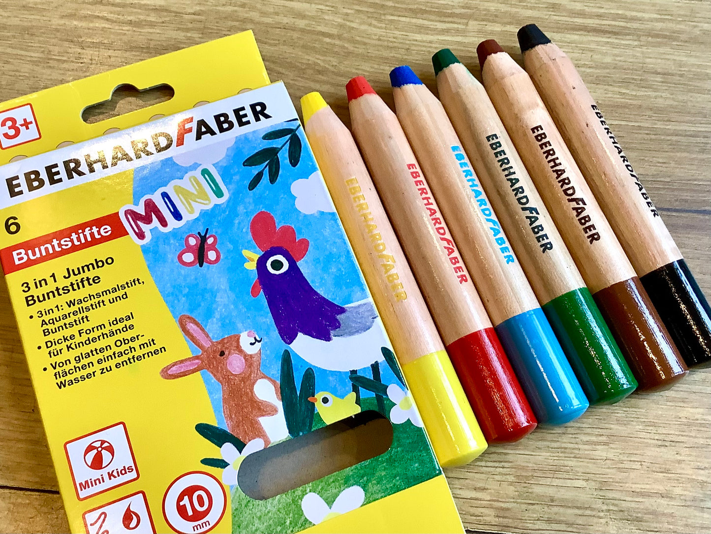 Jumbo MiniMaxi 3in1 Buntstifte wasservermalbar° - Polly Paper - Umweltfreundliche Schreibwaren