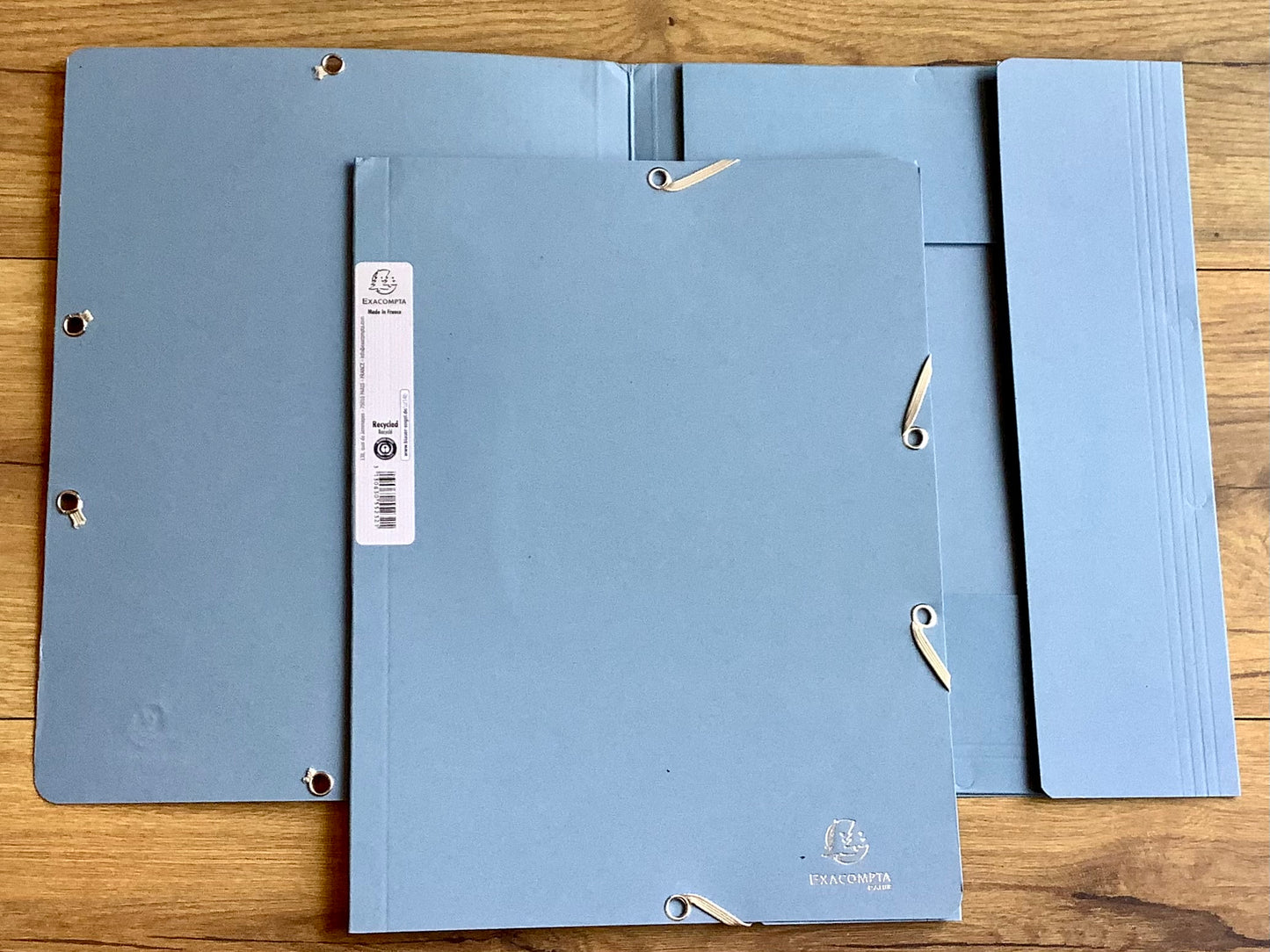 Eckspannmappe blaugrau 3Flügel Recyclingplastik