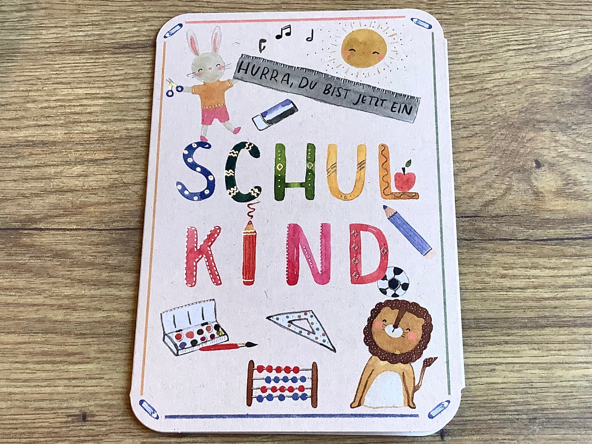 Briefkarte Zuckerrohr "Hurra Schulkind" (taurus) - Polly Paper - Umweltfreundliche Schreibwaren