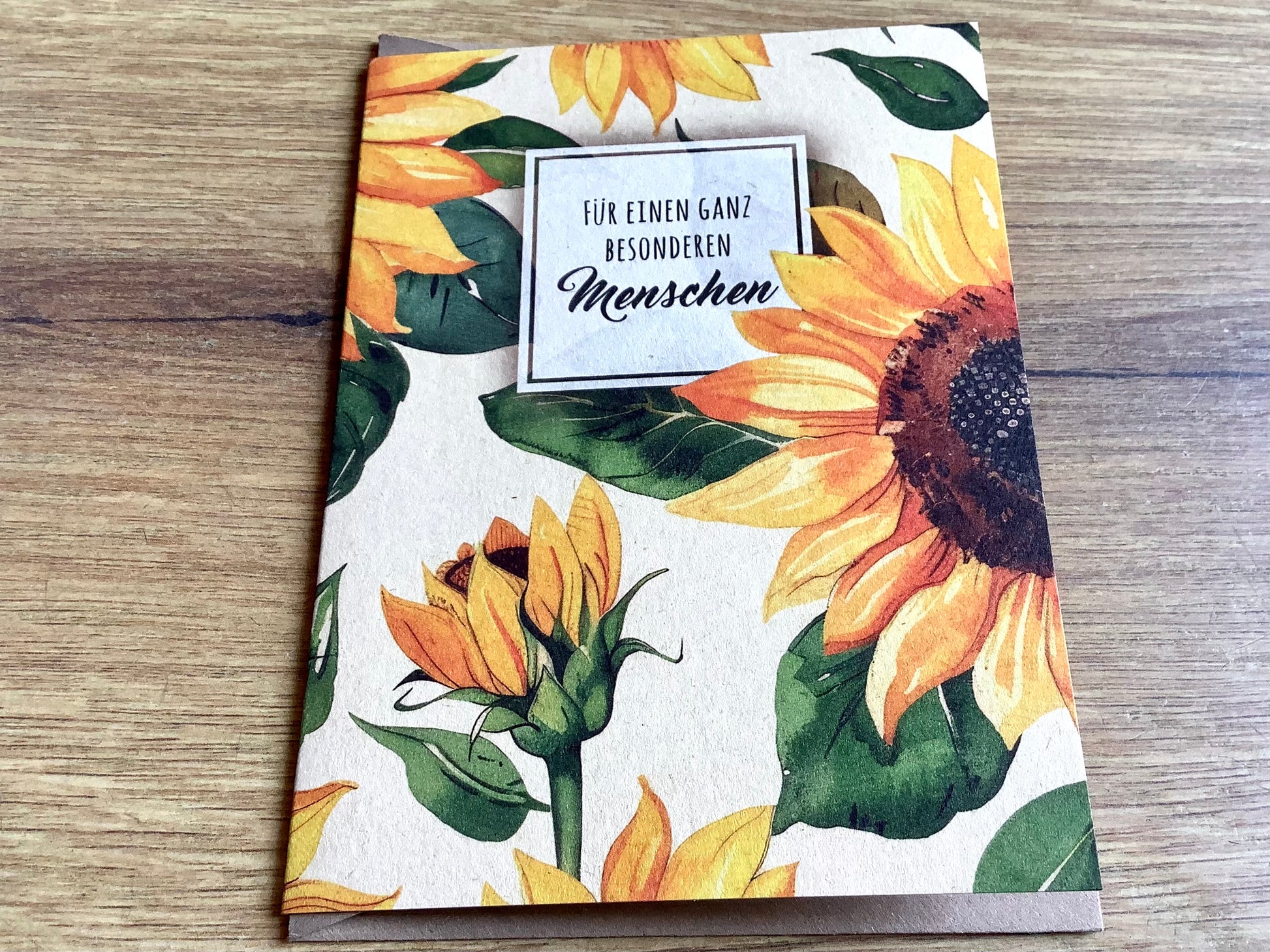 Briefkarte 10x14 Besonderer Mensch Sonnenblumen - Polly Paper - Umweltfreundliche Schreibwaren