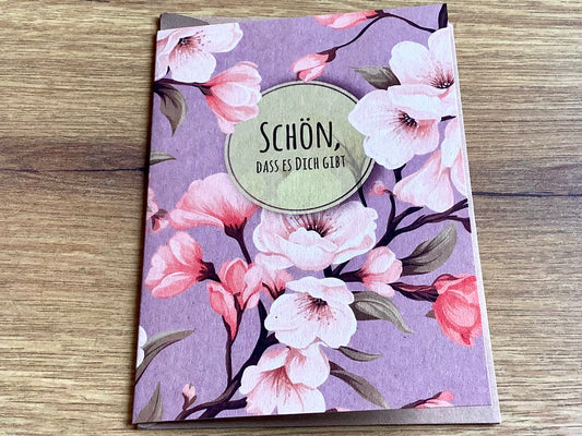 Briefkarte 10x14 "Schön, dass es Dich gibt" / Blumen - Polly Paper - Umweltfreundliche Schreibwaren