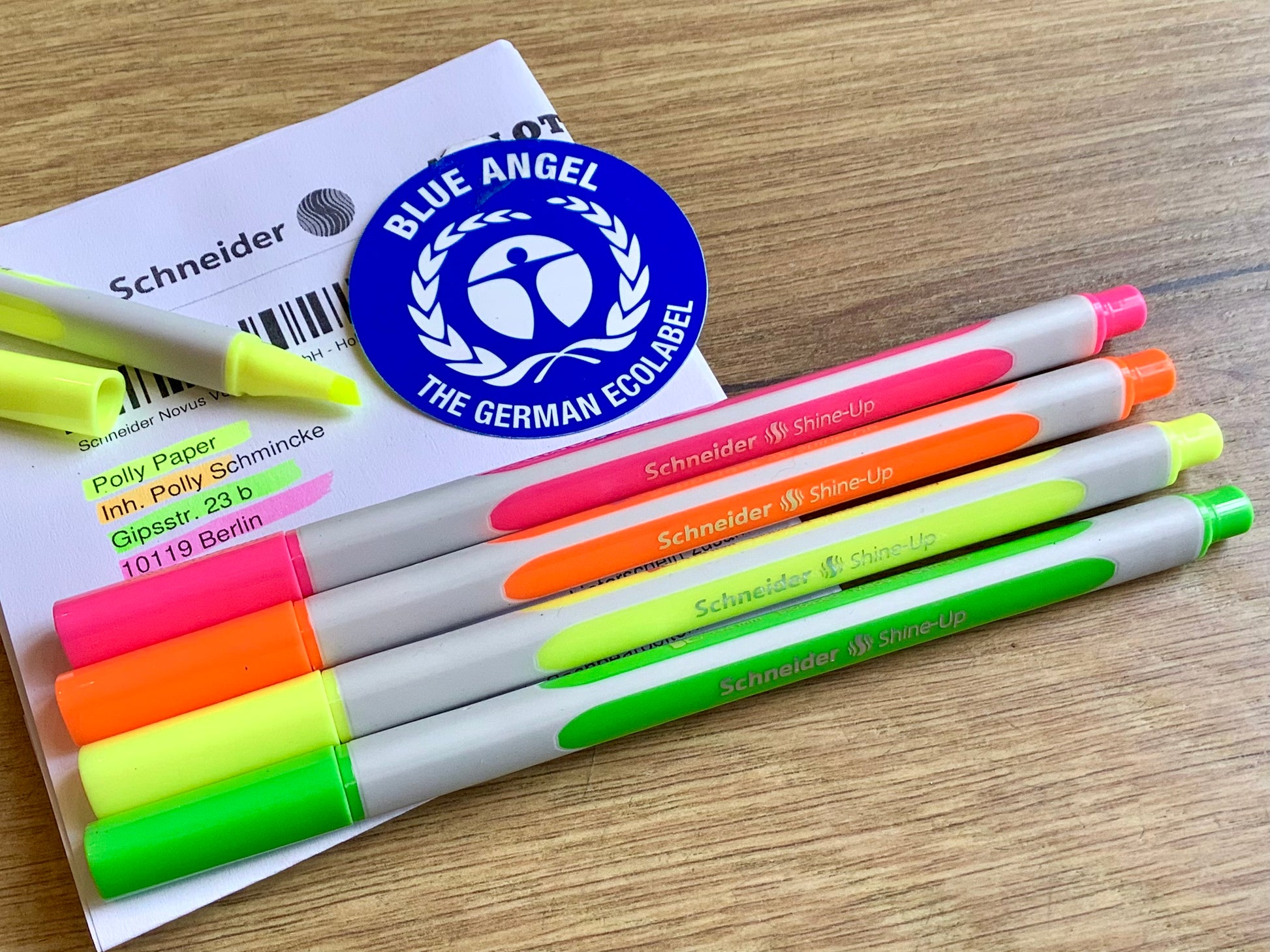 Dünner Textmarker in 4 Farben aus Bioplastik - Bürobedarf in Berlin-Mitte