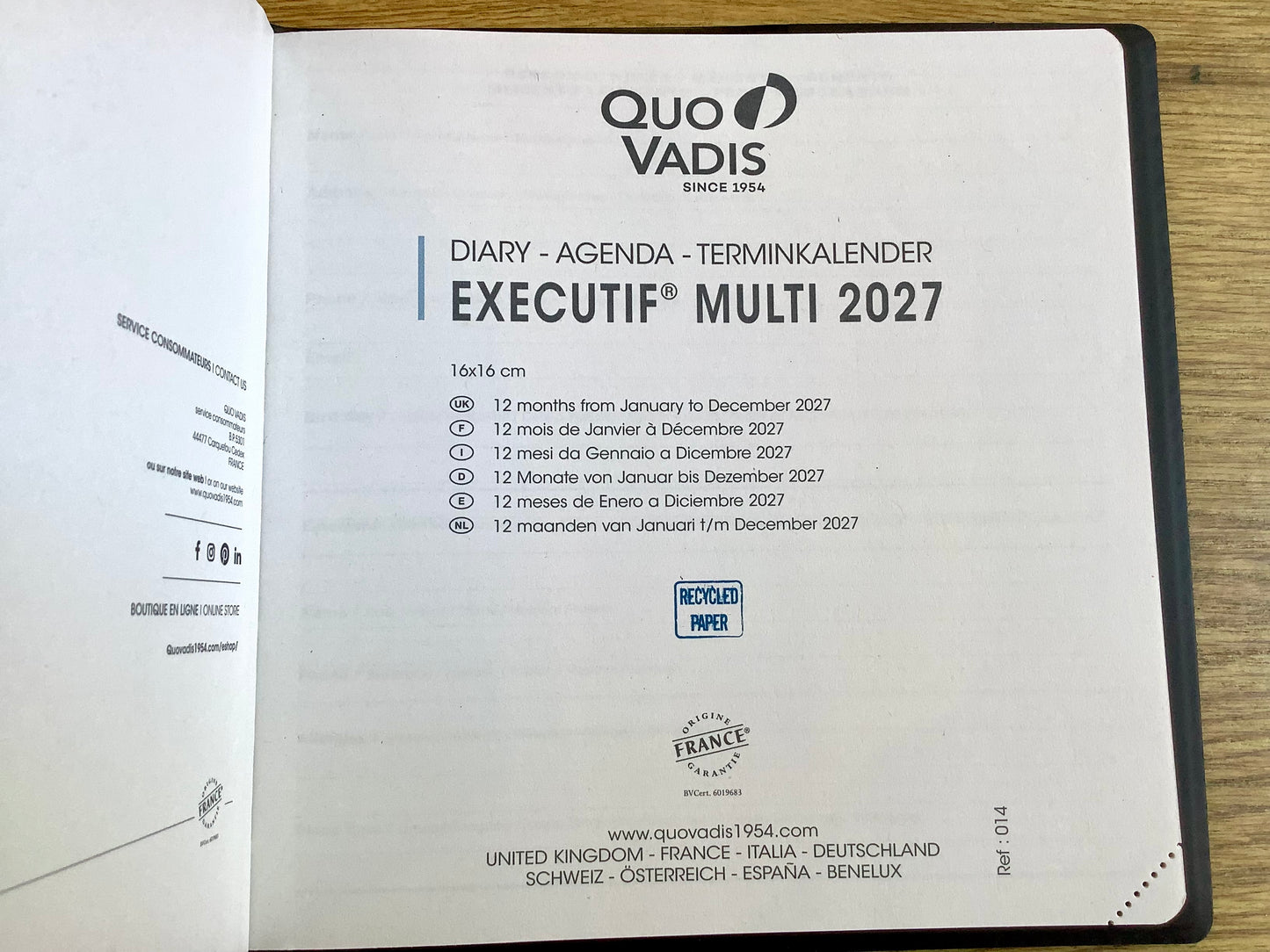 Wochenkalender QuoVadis Executiv Seite1