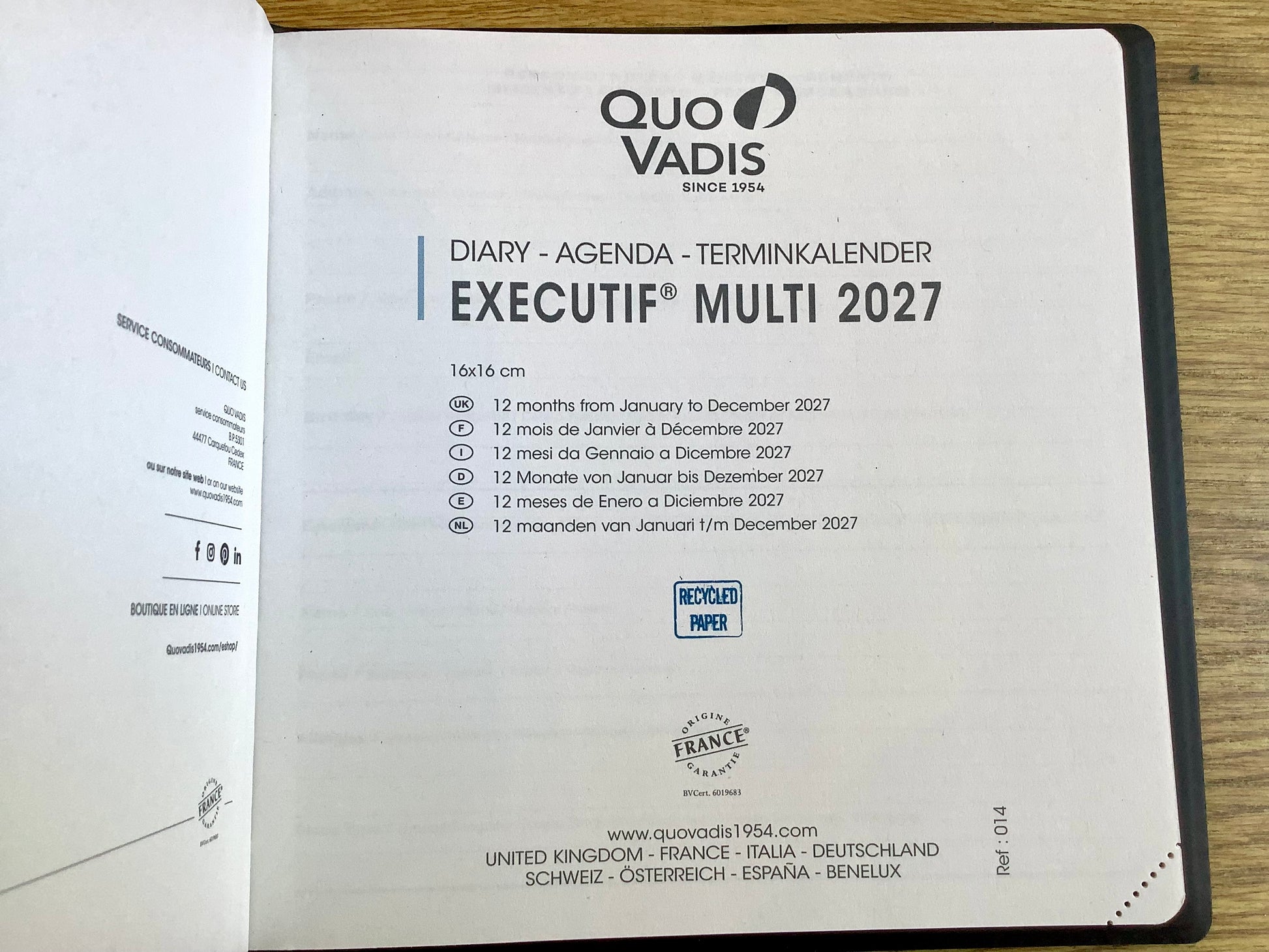 Wochenkalender QuoVadis Executiv Seite1
