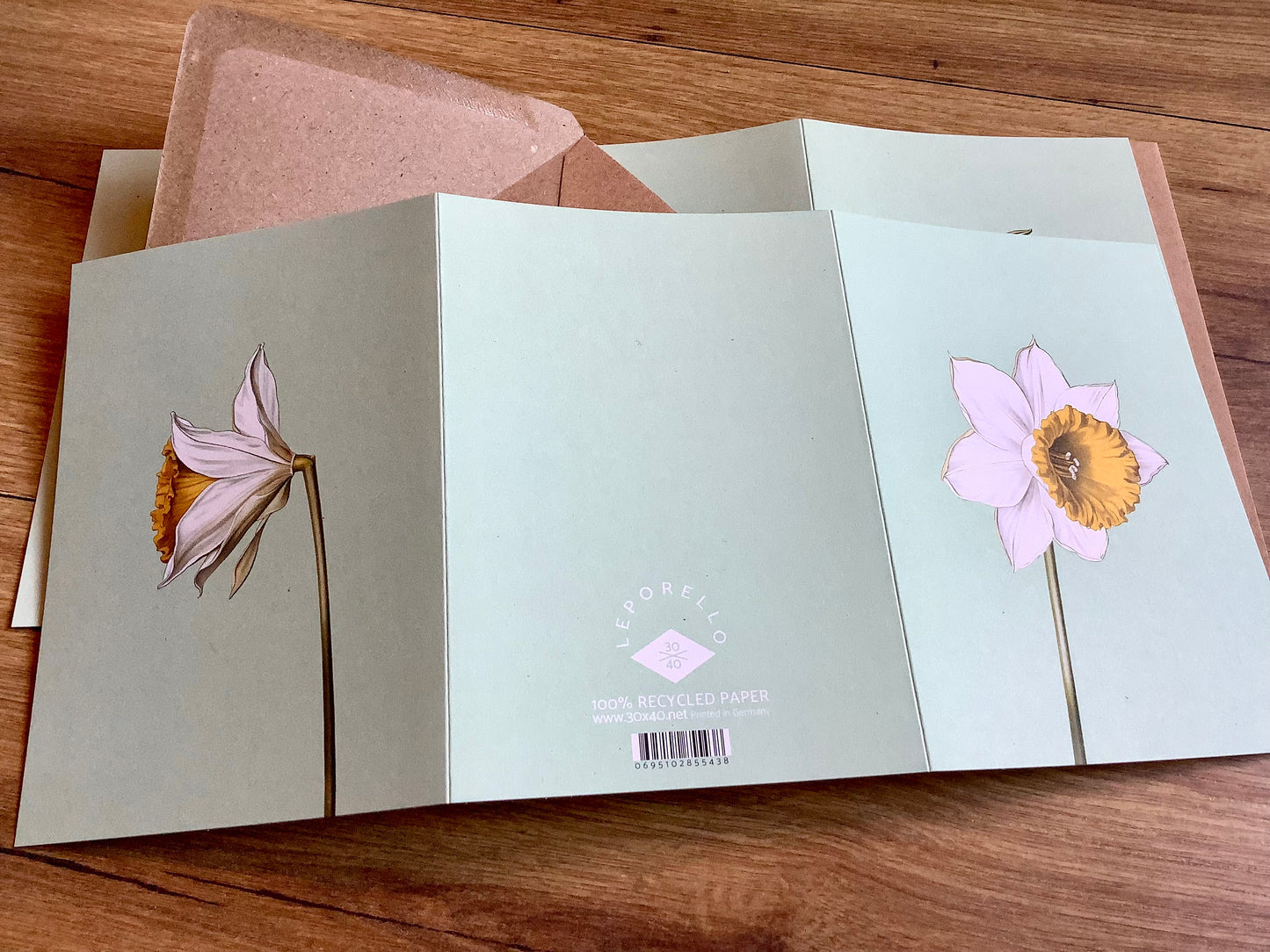 Doppel-Klappkarte Frühblüher ("30x40“) Leporellokarte° - Polly Paper - Umweltfreundliche Schreibwaren