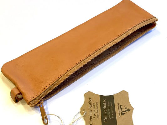 Stiftetasche Leder Clairefontaine natur vegetabil - Polly Paper - Umweltfreundliche Schreibwaren
