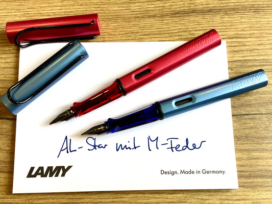 Roter und blauer Füller Alstar von Lamy