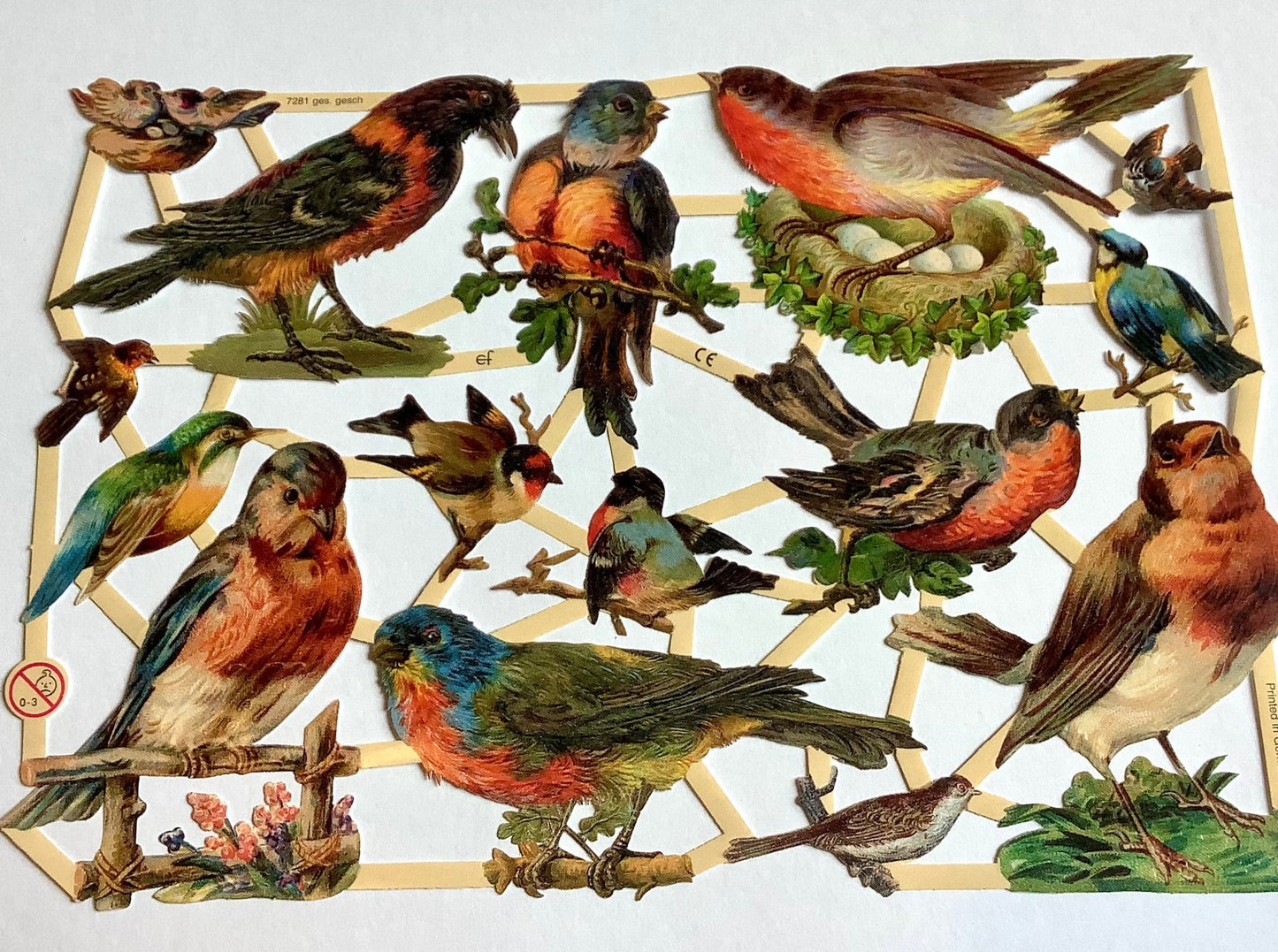 Glanzbilder Vögel nostalgisch 7281 - Polly Paper - Umweltfreundliche Schreibwaren