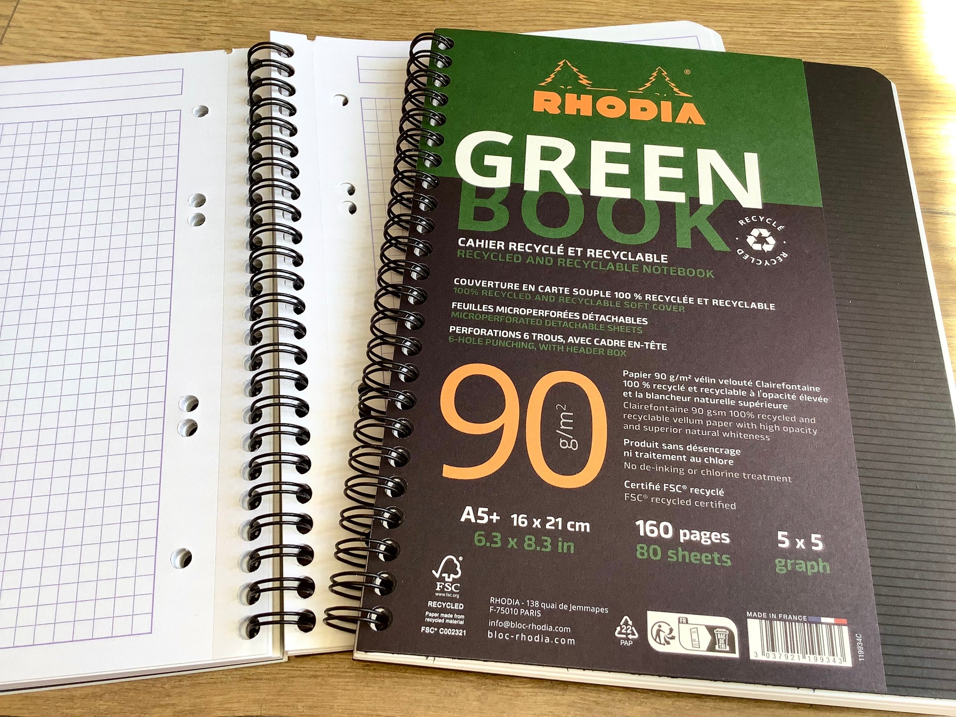Greenbook A5+ kariert 90g 80Bl. - Polly Paper - Umweltfreundliche Schreibwaren