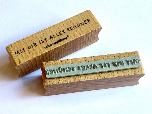 holzstempel Text Mit dir ist alles schöner