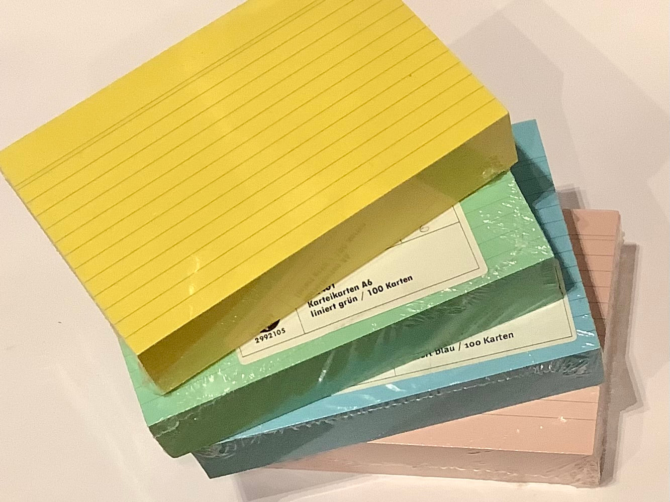 Karteikarten liniert A6 farbig 100Bl recycelt - Polly Paper - Umweltfreundliche Schreibwaren
