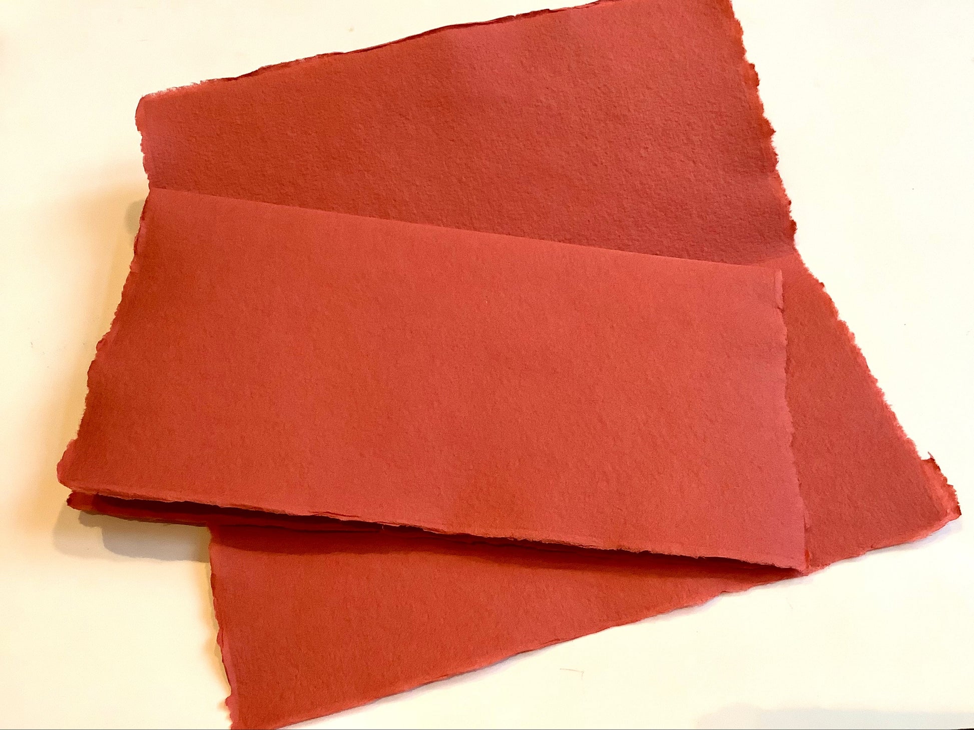 Bütten-Karte DL 10x21 ziegelrot l'Oliver handgeschöpft - Polly Paper - Umweltfreundliche Schreibwaren
