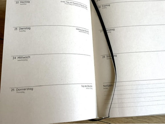Wochenkalender A5 matabooks Graspapier vegan 2027