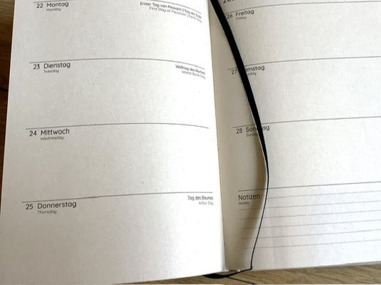 Wochenkalender A5 matabooks Graspapier vegan 2027