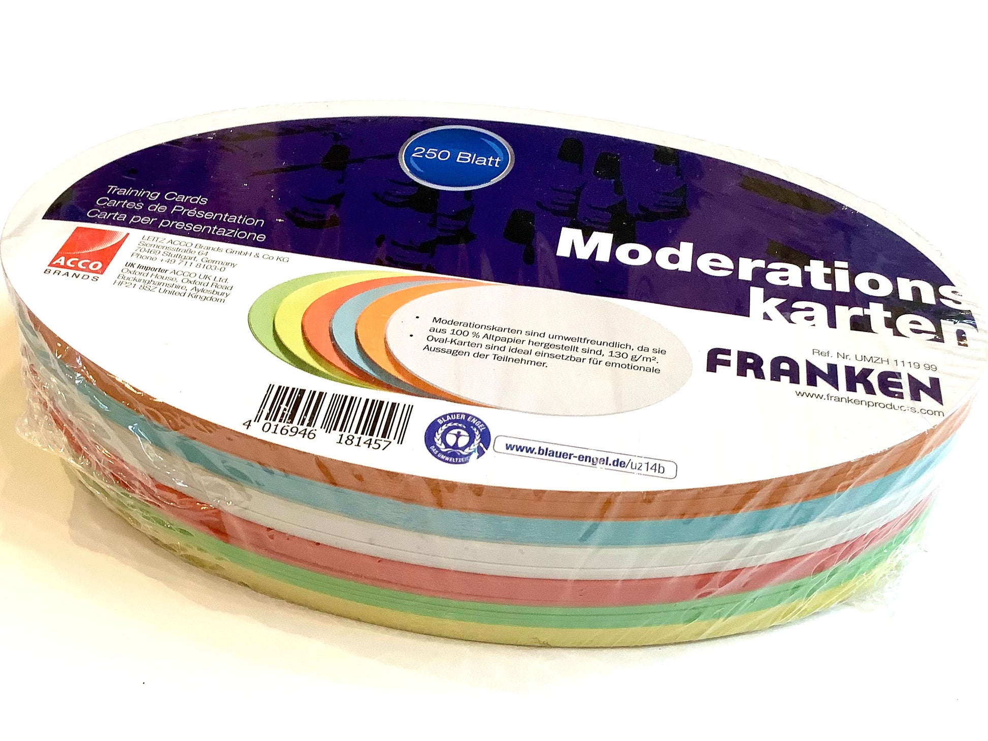 Moderationspapier oval 250Bl. 6 Farben 11x19 130g - Polly Paper - Umweltfreundliche Schreibwaren