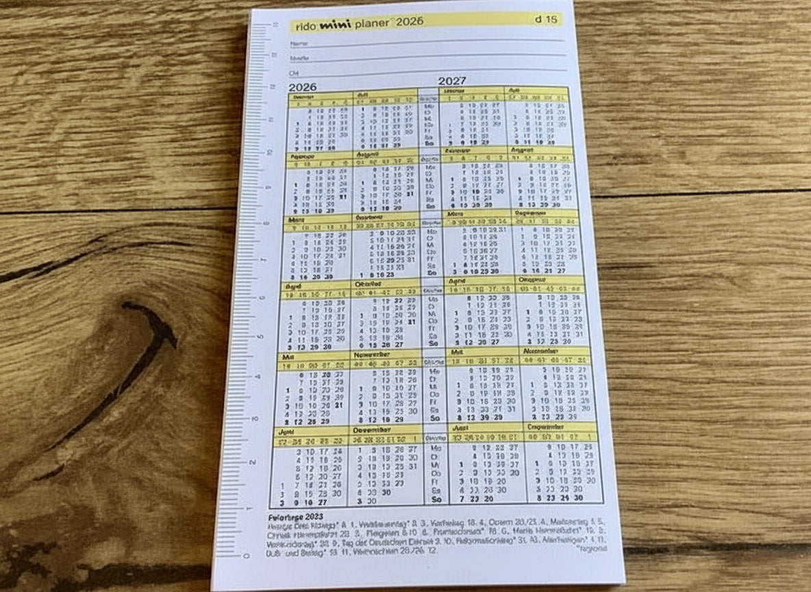 Monatsplaner d 15 Kalendereinlage mini Leporello 2026 - Polly Paper - Umweltfreundliche Schreibwaren