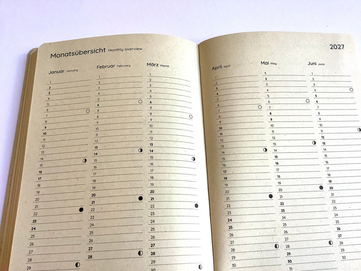 Wochenkalender A5 matabooks Graspapier vegan 2027