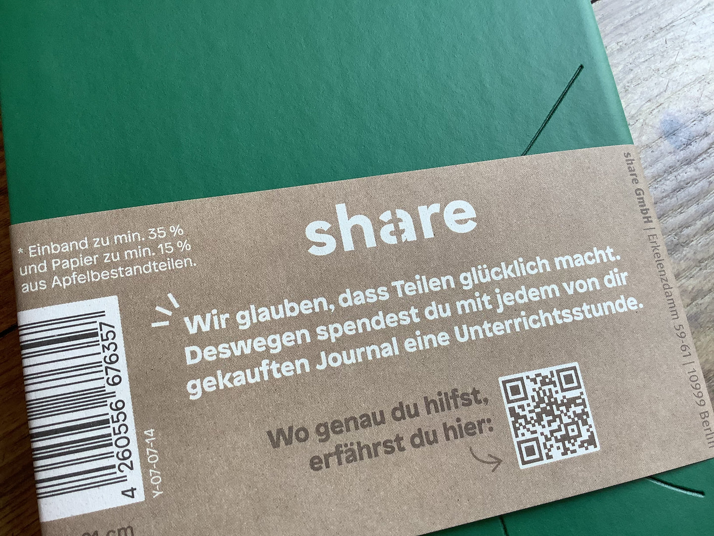 Notizbuch A5 Punktraster grün Share Gummizug - Polly Paper - Umweltfreundliche Schreibwaren