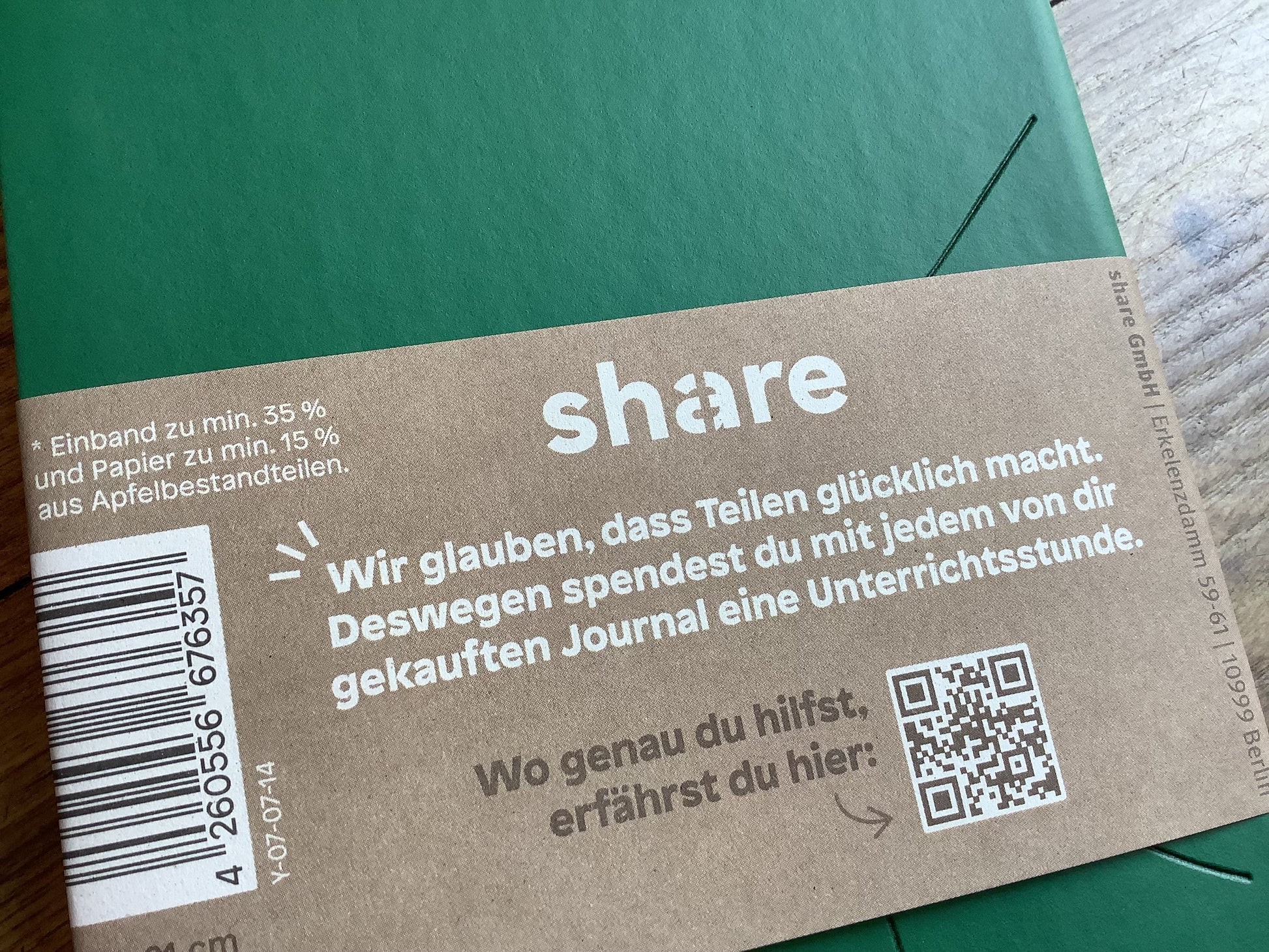 Notizbuch A5 Punktraster grün Share Gummizug - Polly Paper - Umweltfreundliche Schreibwaren