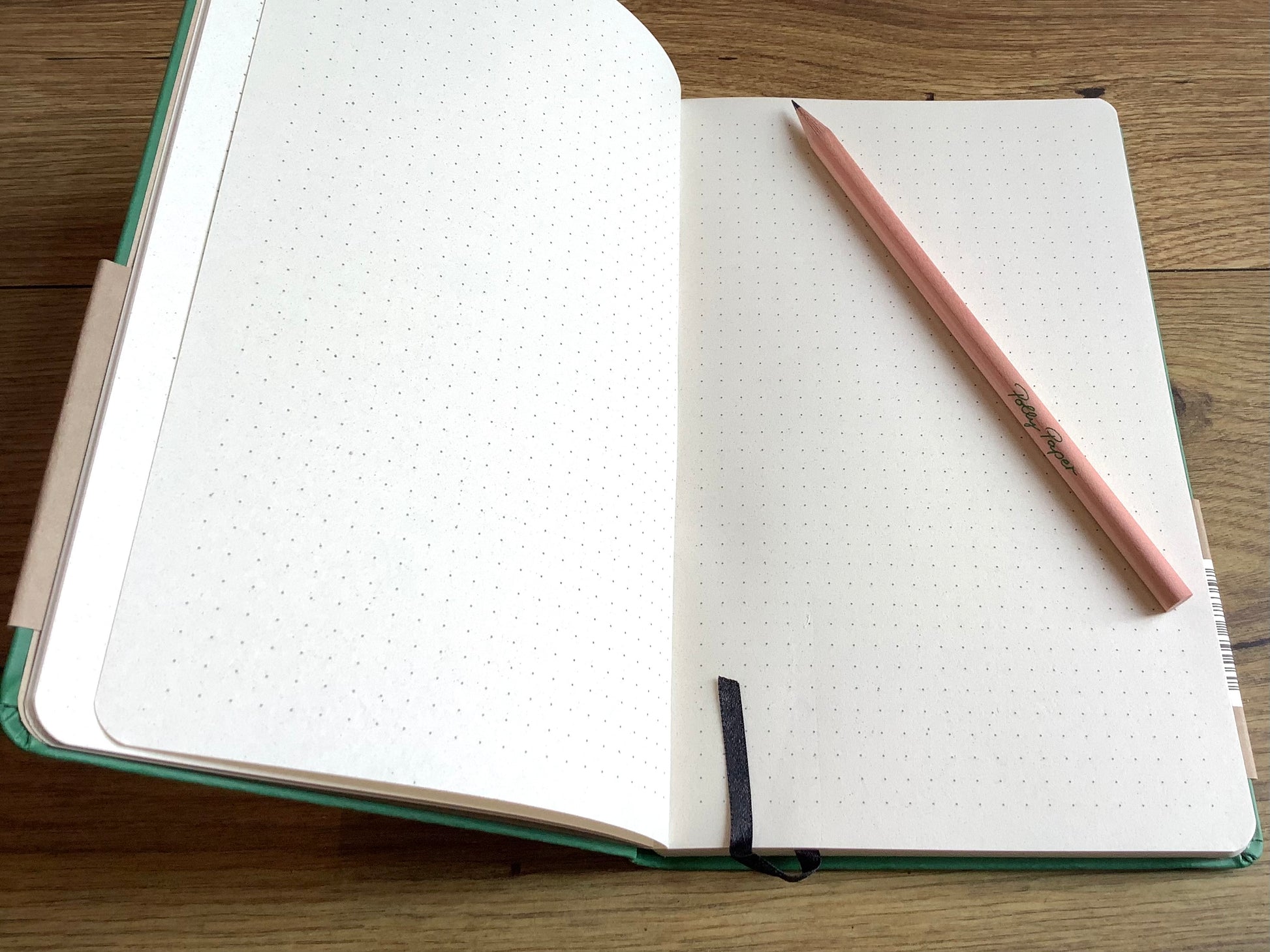 Notizbuch A5 Punktraster grün Share Gummizug - Polly Paper - Umweltfreundliche Schreibwaren