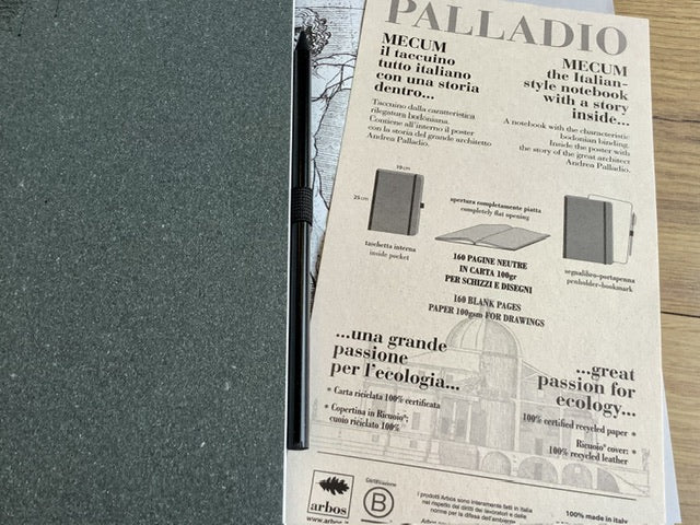 Skizzenbuch 10x16cm mecum Palladio RC-Leder 100g (arbos)