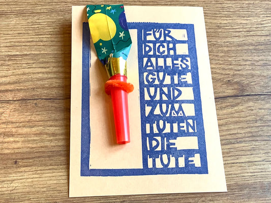 Postkarte Flitzpost mit echter Tröte