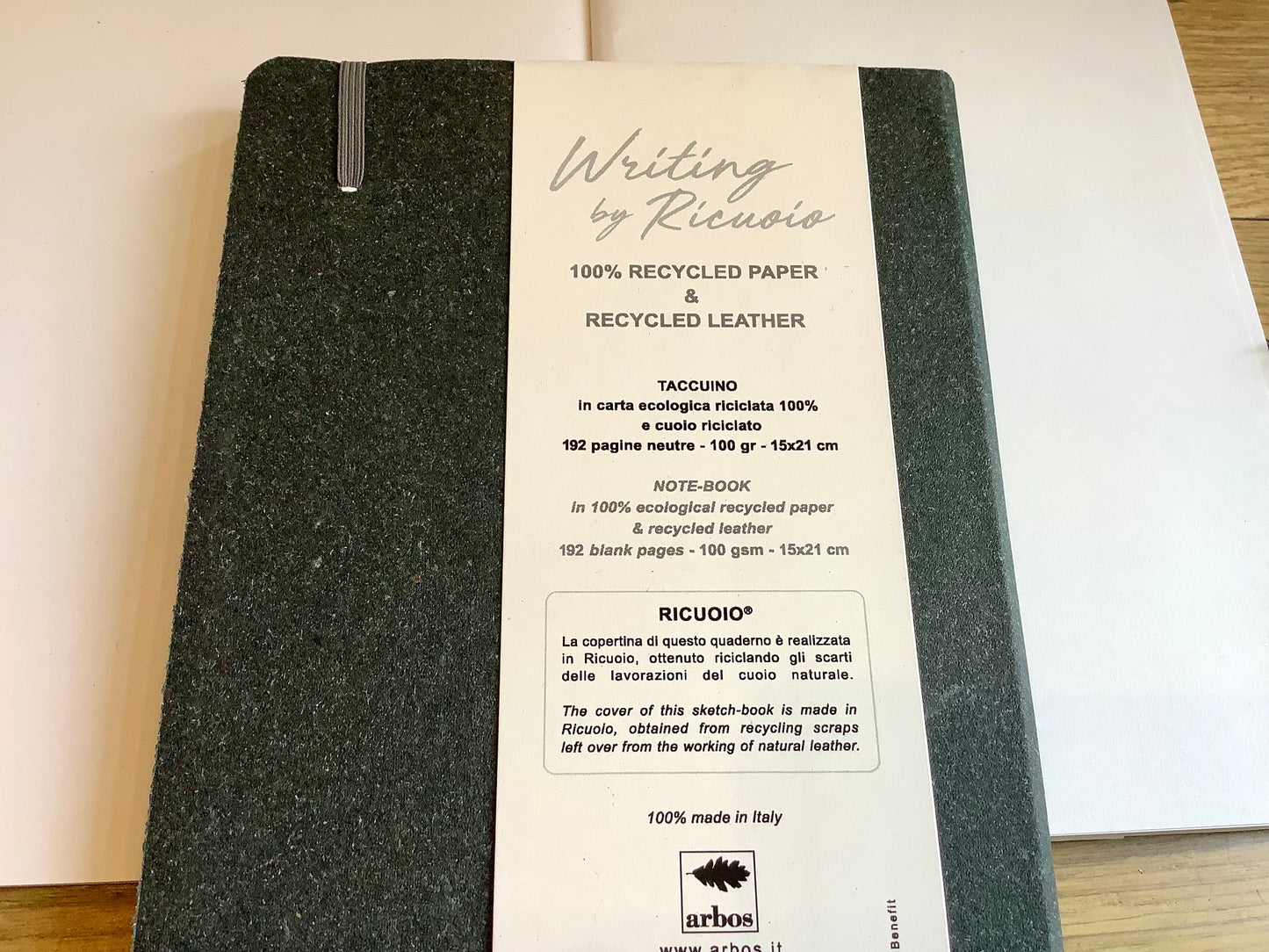 Notizbuch A5 RC-Leder blanko 100g arbos