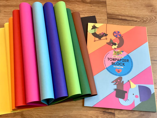 Tonpapierblock A4 10 Farben 130g/m² 20Bl. folia - Polly Paper - Umweltfreundliche Schreibwaren
