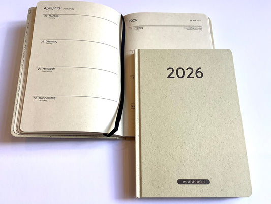 Wochenkalender A5 matabooks Graspapier vegan 2027